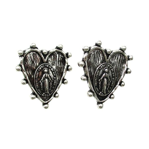 WESTERN HEART SHAPE RELIGIOUS POST EARRING