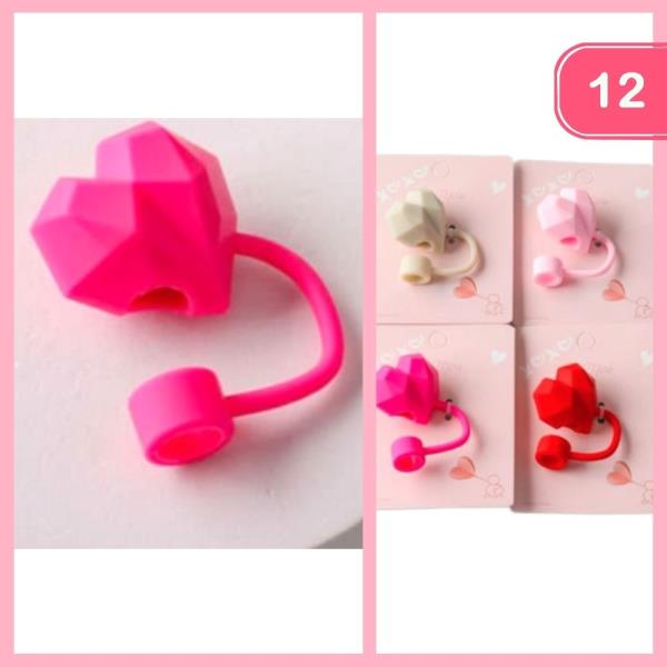 GEOMETRIC HEART STRAW CAP (12 UNITS)