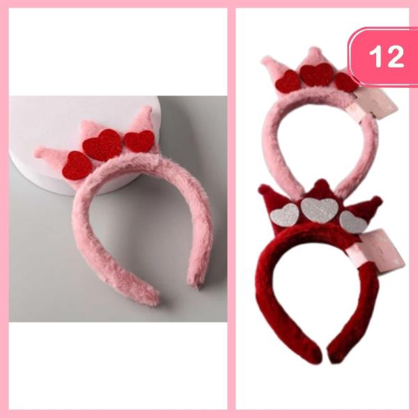 FURRY HEART CROWN HEADBAND (12 UNITS)