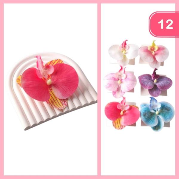 ARTIFICIAL TROPICAL ORCHID HAIR CLIP (12 UNITS)