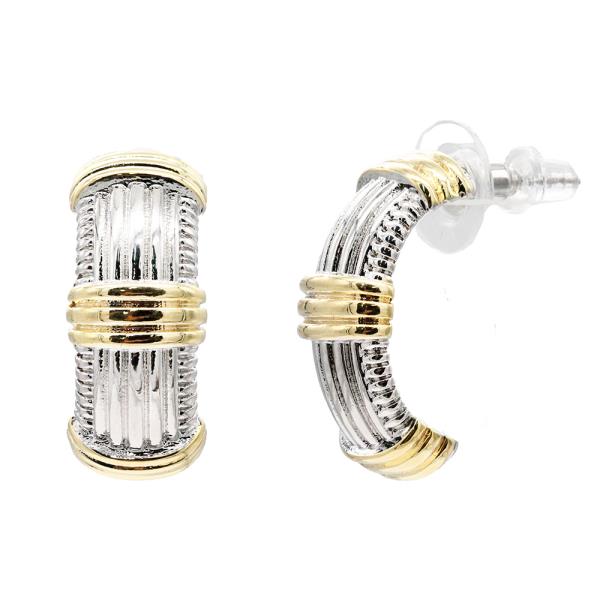 14K TWO TONE HOOP EARRING