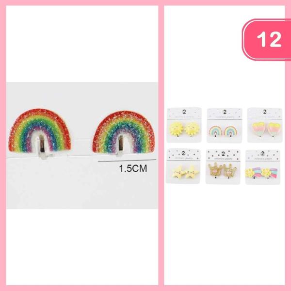 CUTE RAINBOW SUN STAR CROWN EARRING (12 UNITS)