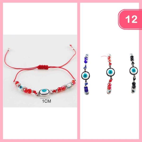 EVIL EYE ADJUSTABLE BEADED BRACELET (12 UNITS)