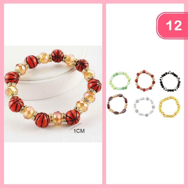 SPORTS BEADED BRACELET (12 UNITS)