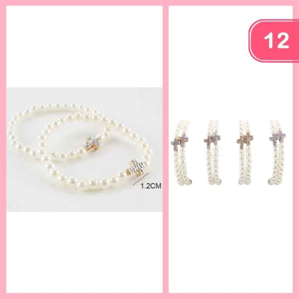 RHINESTONE CROSS PENDANT BEADED BRACELET (12 UNITS)