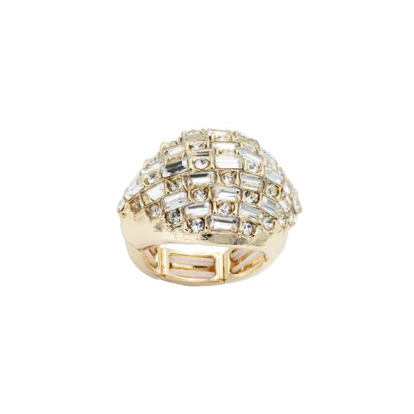 GOLD PLATED WITH CLEAR CRYSTAL STRETCH RING