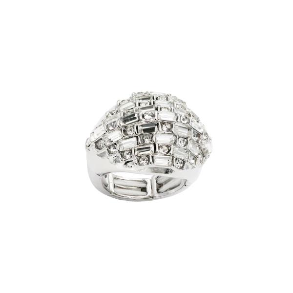 GOLD PLATED WITH CLEAR CRYSTAL STRETCH RING