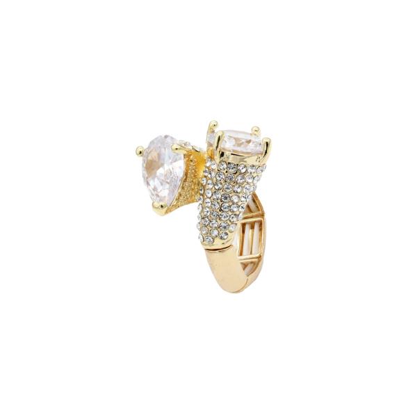 GOLD PLATED WITH CLEAR STONE CUBIC ZIRCONIA RING