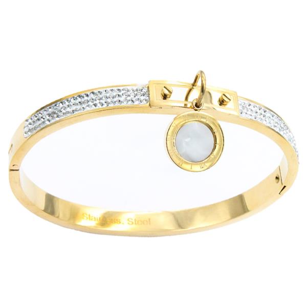 STAINLESS STEEL WITH MOP BANGLE EARRING