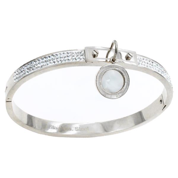 STAINLESS STEEL WITH MOP BANGLE EARRING