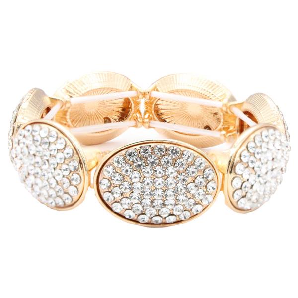 GOLD PLATED WITH CLEAR CRYSTAL STRETCH BRACELET