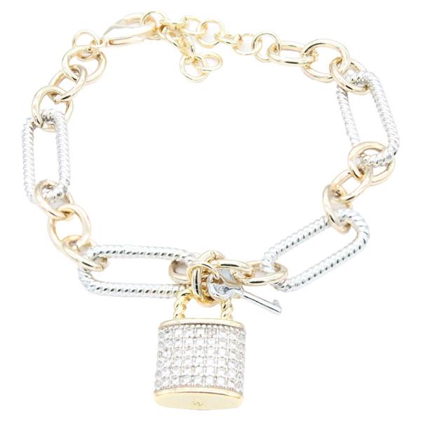 14K TWO TONE LOCK BRACELET