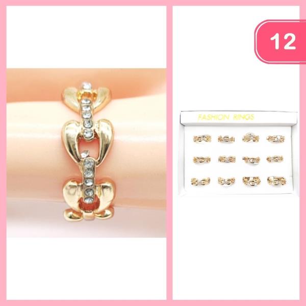 CHAIN LIKE  RHINESTONE RING (12 UNITS)