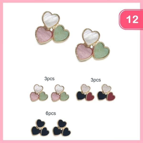 HEART POST EARRINGS (12 UNITS)