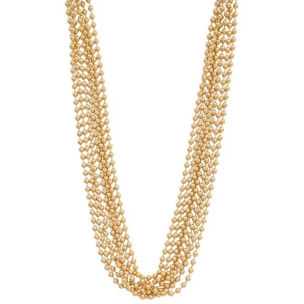 BALL BEAD CHAIN LAYERED METAL NECKLACE