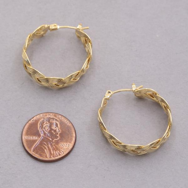 14K GOLD DIPPED CRISS CROSS HOOP EARRING