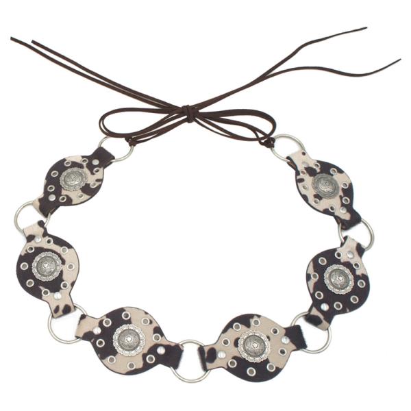 SUNFLOWER CONCHO LINK DISC COW PRINT BELT