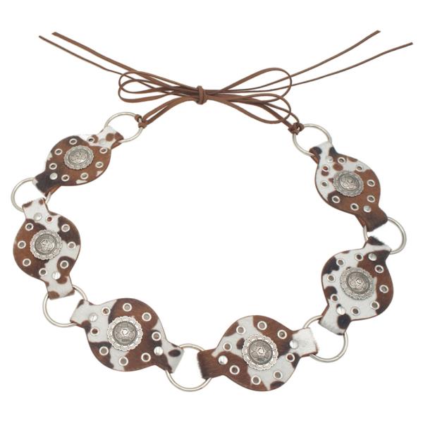 SUNFLOWER CONCHO LINK DISC COW PRINT BELT