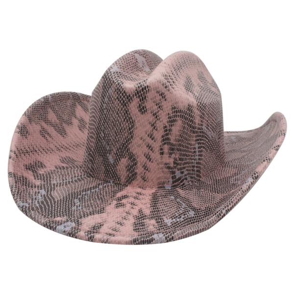 2 TONE SNAKESKIN PRINTED MICROSUEDE COWBOY HAT