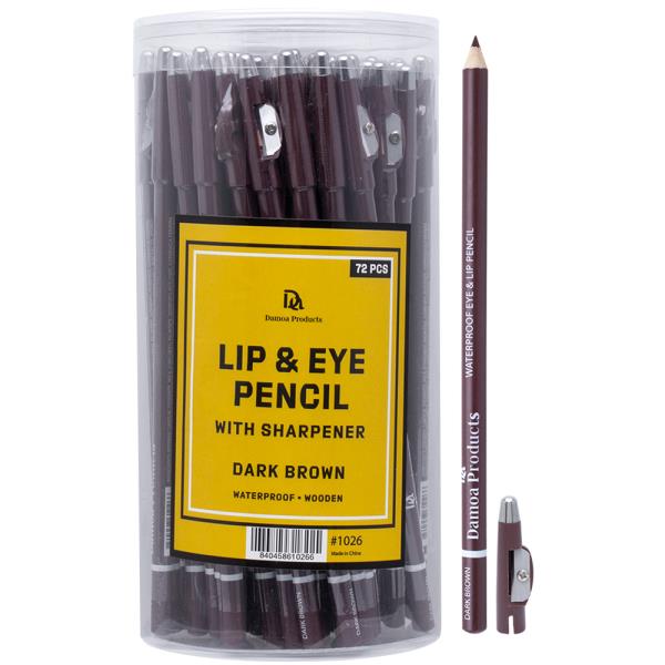 72PCS DARK BROWN LIP AND EYE PENCIL W SHARPENER