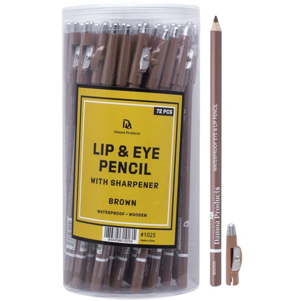 72PCS BROWN LIP AND EYE PENCIL W SHARPENER