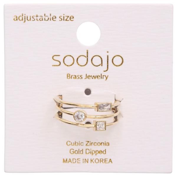 SODAJO CZ ASSORTED SHAPE GOLD DIPPED ADJUSTABLE RING