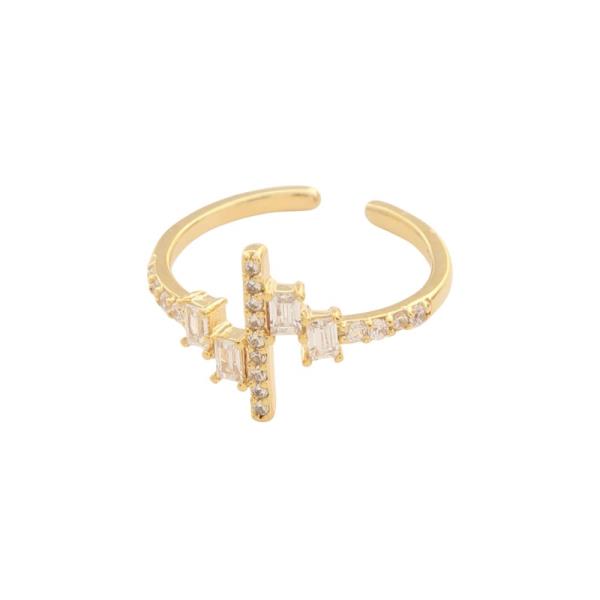 SODAJO CZ BAR GOLD DIPPED ADJUSTABLE RING