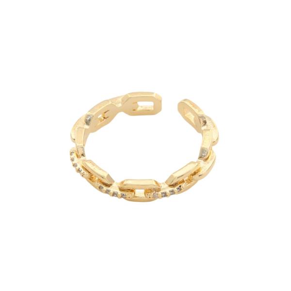 SODAJO OVAL LINK CZ GOLD DIPPED RING