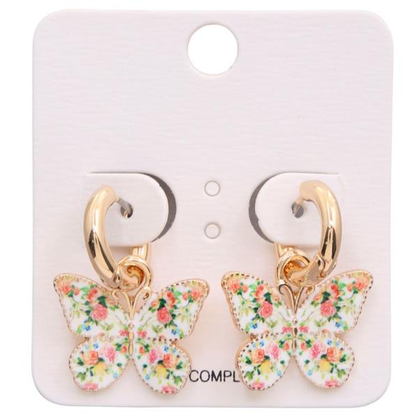 FLORAL PATTERN BUTTERFLY HUGGIE EARRING