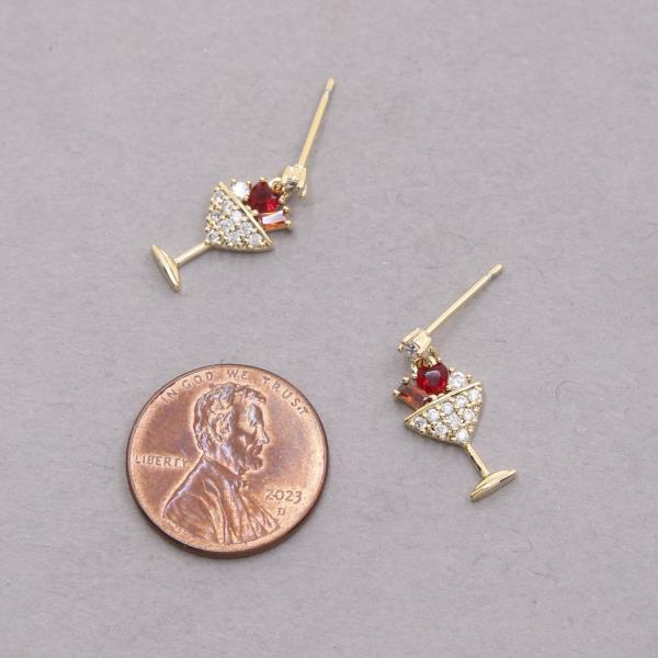 CHAMPAGNE GLASS CRYSTAL STUD EARRING