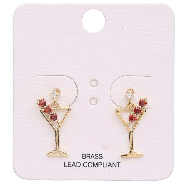 MARTINI GLASS CRYSTAL STUD EARRING