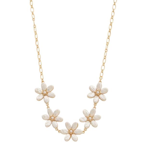 FLOWER PEARL LINK NECKLACE