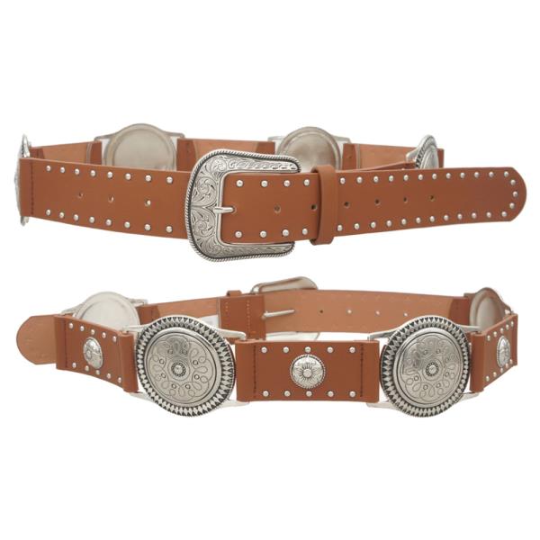 FLOWER MOTIF MEDALLION STUDDED LINK BELT