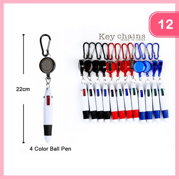 MULTI COLOR PEN KEYCHAIN (12 UNITS)