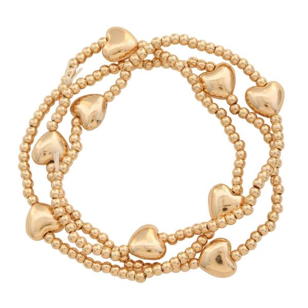 HEART SHAPE BEADED BRACELET SET