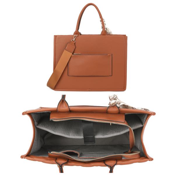 3IN1 QUILTED DESIGN SATCHEL W CROSSBODY AND WALLET SET