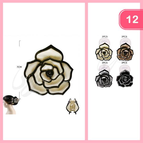 FLOWERE HAIR CLAW CLIP (12 UNITS)