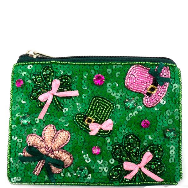 SEED BEAD ST. PATRICK THEME COIN BAG