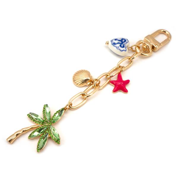 PALM TREE STAR SHELL MIXED CHARM BAG CHARM KEYCHAIN