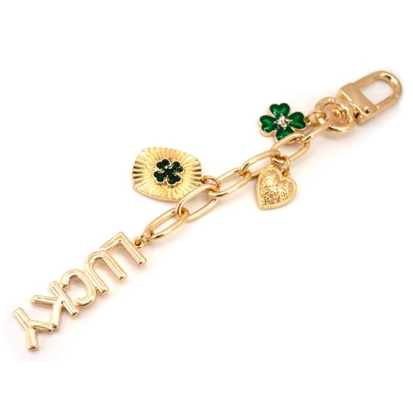 SAINT PATRICK`S DAY CLOVER HEART DISC MIXED CHARM BAG CHARM KEYCHAIN