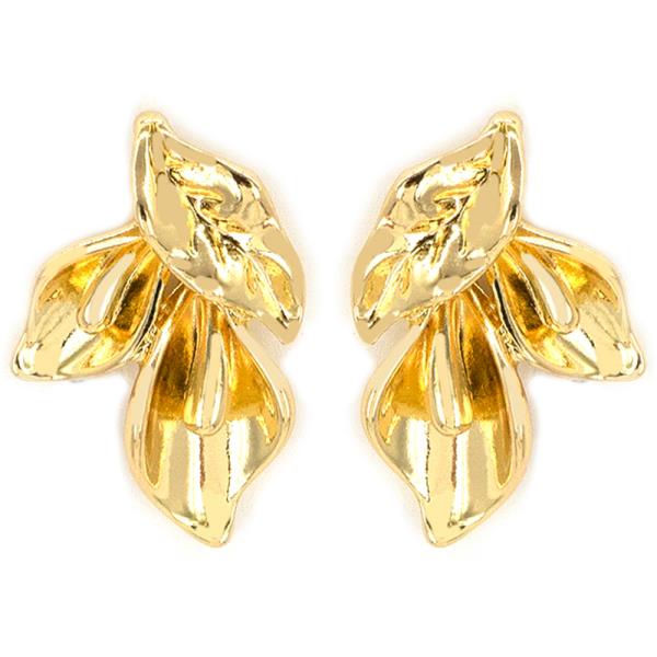 TEXTURED METAL LEAF STUD EARRINGS