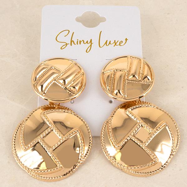 TEXTURED METAL GEOMETRIC CIRCLE DANGLE EARRINGS