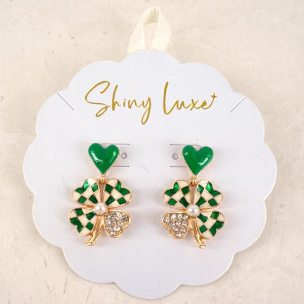 SAINT PATRICK`S DAY CLOVER DANGLE EARRING