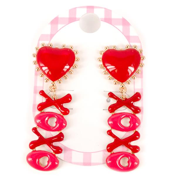 VALENTINE`S DAY HEART XOXO DANGLE EARRING