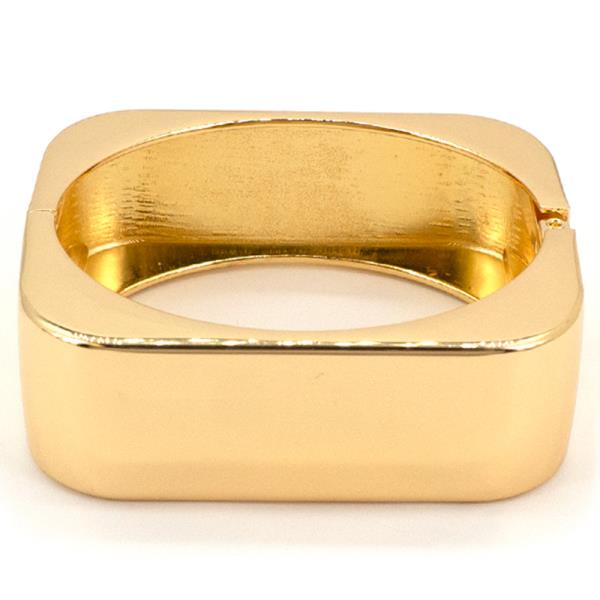 SQUARE PROFILE POLISHED METAL HINGED BANGLE BRACELET