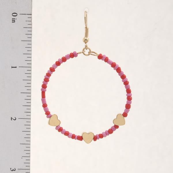 HEART BEADED ROUND EARRING