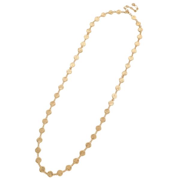 TEXTURED COIN CHAIN LINK METAL NECKLACE