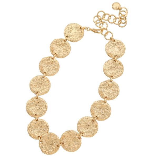HAMMERED COIN LINK METAL NECKLACE
