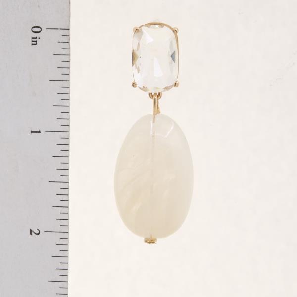 CRYSTAL OVAL STONE LINK DANGLE EARRING