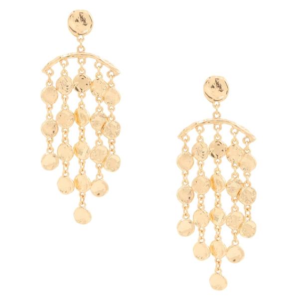 TWO TONE COIN LINK DANGLE METAL EARRING